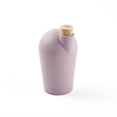 A single lavender carafe with a cork stopper. The TUYO logo is lightly branded on the top of the cork stopper.