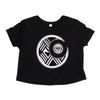 Black crop tshirt with a white abstract design of the moon