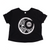 Black crop tshirt with a white abstract design of the moon