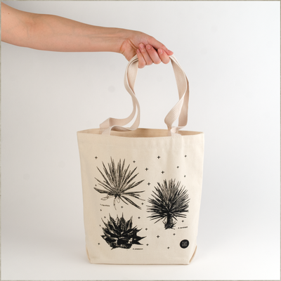 Mezcal tote bag natural canvas and black ink