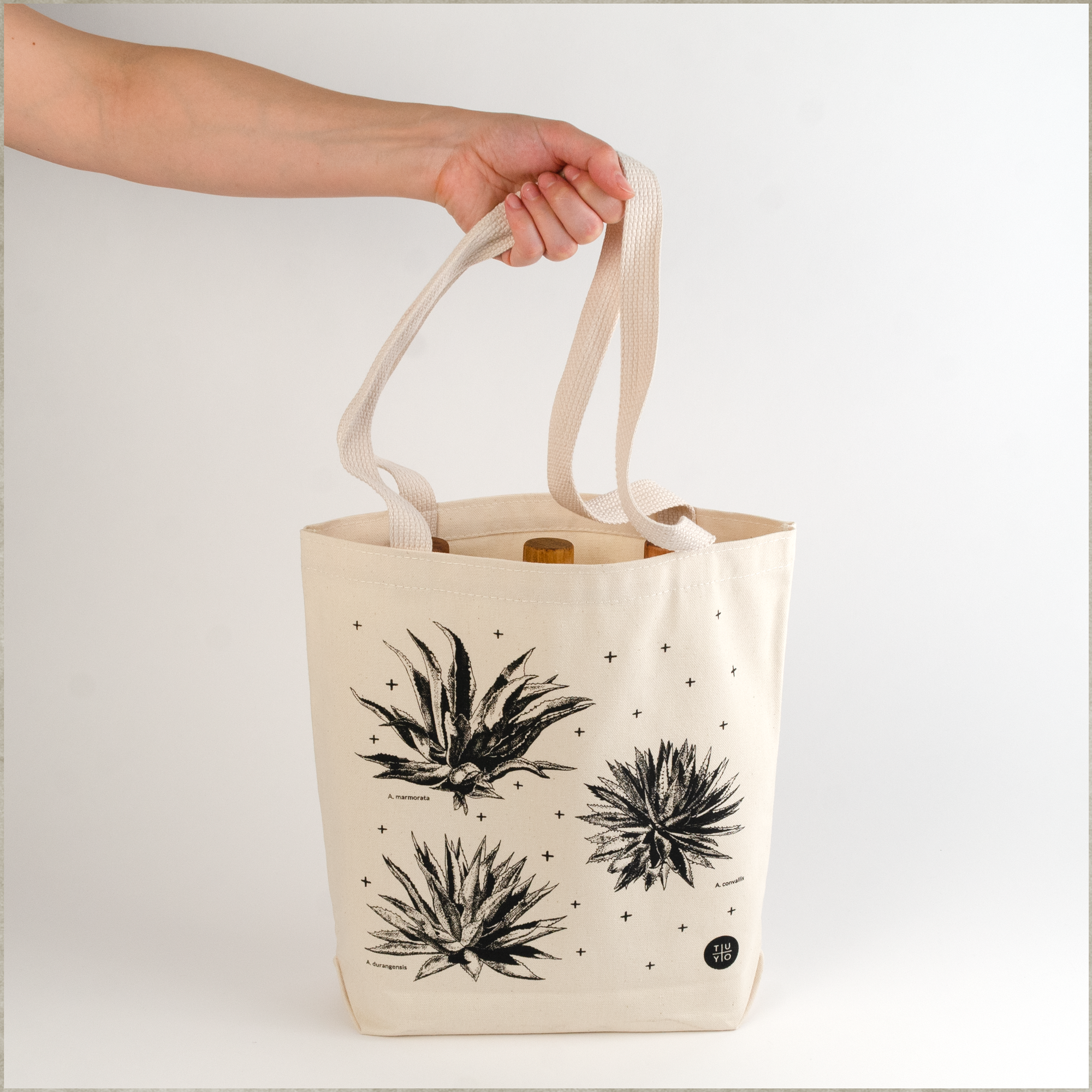 Agave tote bags black ink on natural canvas