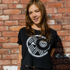 Short sleeve crop top with an image of the moon silk-screened in white ink